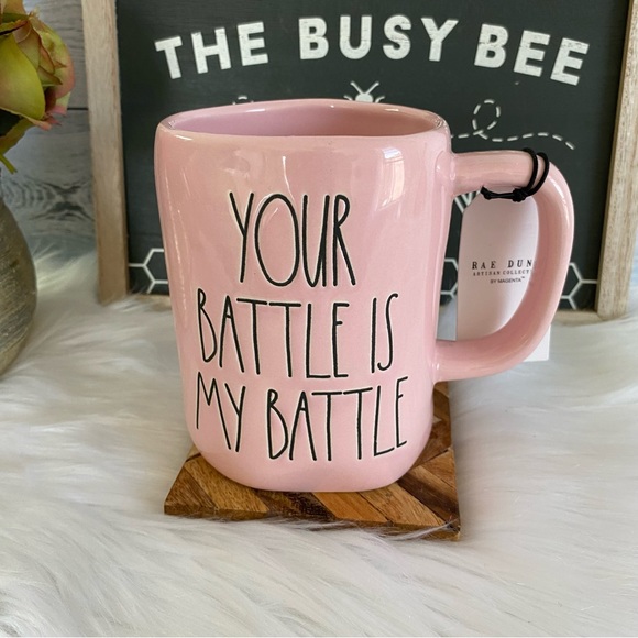 Rae Dunn Farmhouse YOUR BATTLE IS MY BATTLE Mug - Picture 2 of 4